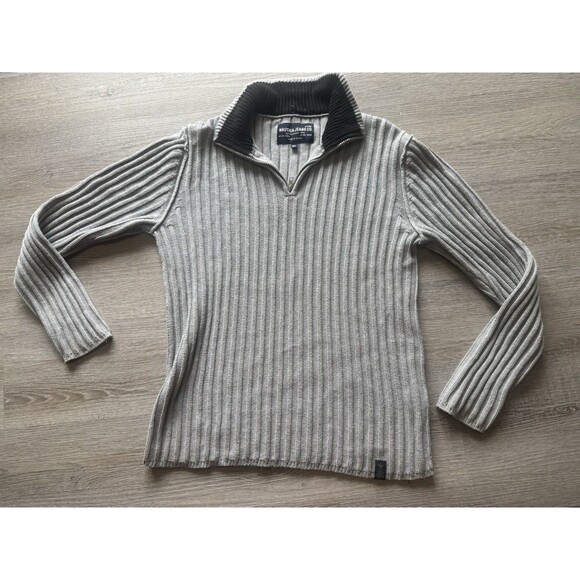Nautica Jeans Co Mens XL Gray Pull Over Long Sleeve Sweater 1/4 Zip - Picture 1 of 10